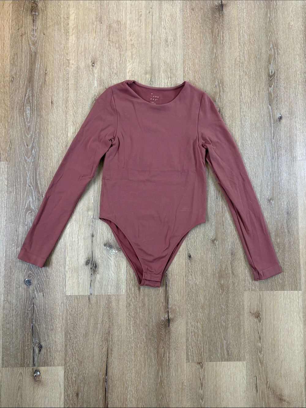 a new day Long-Sleeve One-Piece Bodysuit in Dark Dusty Rose or Mauve